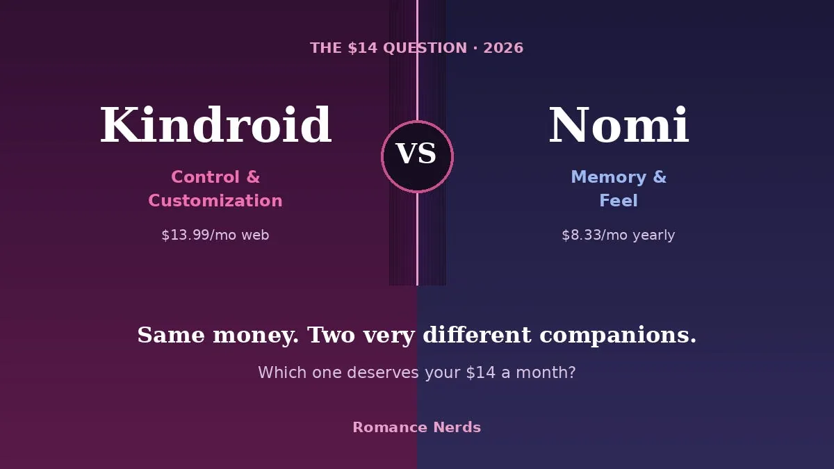 tuniang reviews｜Kindroid vs Nomi：单伴侣深度还是多角色群聊？
